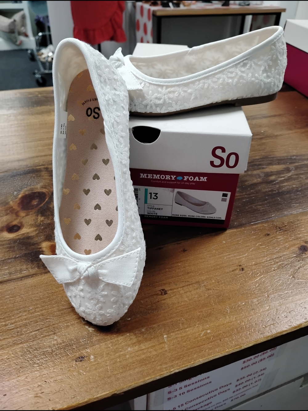 So Kids White Floral Ballet Flats with Bow